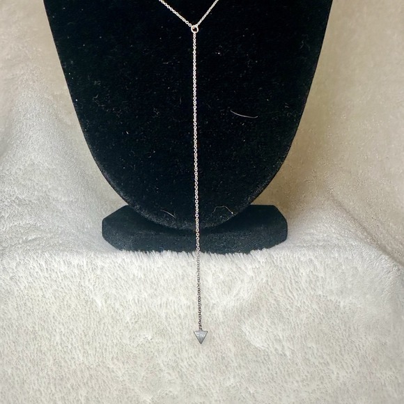 Kitsch Silver Triangle‎ Y-shaped Lariat Necklace Delicate Boho - Picture 2 of 4